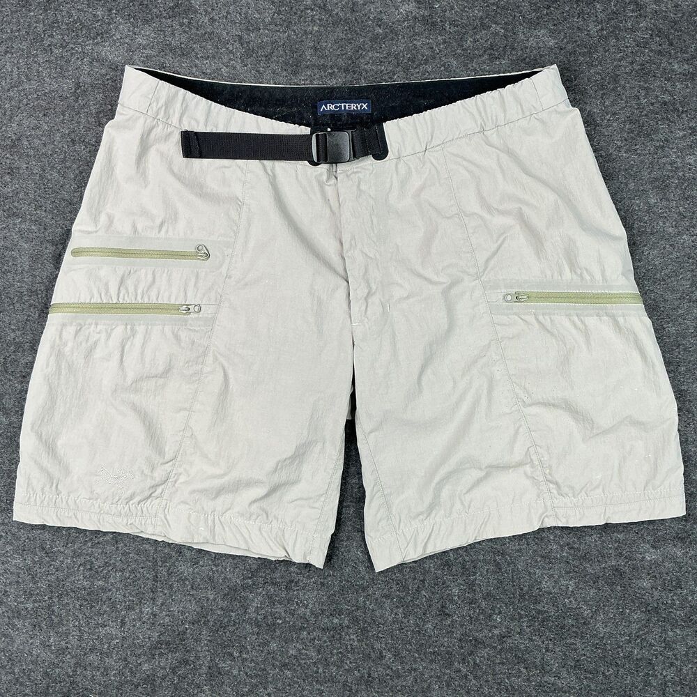 Arc'teryx Men's Nylon Hiking Shorts Size 34 Grey Stone Belted Cargo Zip Pockets - Picture 12 of 12